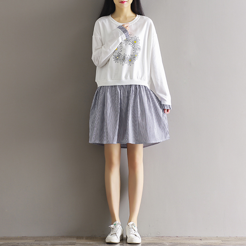 CITYPLUS Sen Wo Department of Arts&Crafts Small Qingqing Printing Fake Two-piece Dresses CWQZ172467 White M