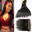 Lace Frontal Closure With Bundles Brazilian Straight Virgin Hair With Closure Straight Hair Ear To Ear Lace Frontal With Bundles