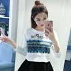 VIVAHEART Loose Round Neck Lace Short Sleeve Long Sleeve T-Shirt VWTC172337 White L