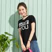 Semir summer girl ladies T-shirt round neck lace embroidery letters were thin 12216000213 orange red M