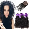 Brazilian Curly Hair With Closure 4 Bundles Kinky Curly Brazilian Virgin Hair With Closure 8A Grade Kinky Curly Weave Human Hair