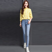 VIVAHEART Korean casual embroidery foot pants Slim stretch pencil jeans female VWKN172243 light blue 27