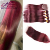 HOT Sell Peruvian Virgin Hair With Closure 8A 99j Unprocessed Virgin Hair With Closure Straight Human Hair Bundles&Closure