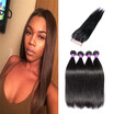 8A Peruvian Virgin Hair With Closure Straight Human Hair Bundles With Lace Closures Peruvian Straight Virgin Hair With Closure