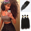 YYONG Hair Indian Kinky Curly Virgin Hair With Closure 3 Bundles Curly Wave 100 Human Hair Weave With Lace Closure 1B Color