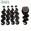 4 Pc Lot Brazillian Body Wave With Closure Top 6a Grade Brazilian Virgin Hair With Lace Closure Mobb Hair Bundles And Closure