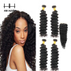 HHHair Cambodian Virgin Hair With Closure Cambodian Deep Wave 4 Bundles With 1pc 4x4 inch Lace Closure Human Hair Weave