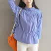 CITYPLUS Sen female literature Fan Xiaoqing new pleated waist wide lattice backing shirt CWCS172253 blue S