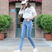 VIVAHEART Korean casual high waist elastic waist jeans female elastic Slim pants VWKN171137 light blue 26