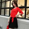 A bowl of morning Korean version of the dress 2017 spring large size fashion loose skirt S71R0142A1103M red on the black M