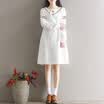 CITYPLUS Art Retro Round Collar With Embroidered Cotton&Cotton One Piece CWQZ172471 White M