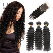 HHHair Cambodian Virgin Hair With Closure Cambodian Deep Wave With Closure 3 Bundles Human Hair Weave Cambodian Deep Wave With 1pc