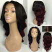 Two tone color 1bburgundy body wave lace front human hair wigs unprocessed 100 virgin hair wigs cheap price full lace wig