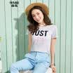 Semir Semir short sleeve T-shirt summer round neck Korean casual letter cotton half sleeve T shirt 12216000004 dark blue M