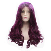 Anogol Deep Purple Peruca Laco Sintetico Heat Resistant Natural Wigs Long Water Wave Synthetic Lace Front Wig