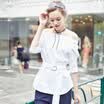 Yixiang Li Ying 2017 spring new word collar with waist five sleeves shirt shirt 970311328 white L