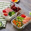 Youjia glass lunch box microwave heat-resistant lunch box with separate crisper microwave oven lunch box 2 sets of package pink U-1422-F