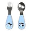 SKIP HOP cute zoo stainless steel fork spoon tableware combination cartoon pattern child fork spoon suit - cow more than 12 months US imports