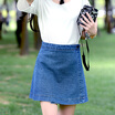 City Plus CITYPLUS Artistic Slim A word skirt student fresh anti-emptied denim short skirt CWQZ174470 light blue M