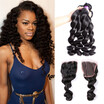 Brazilian Loose Wave 3 Bundles with Lace Closure Unprocessed Brazilian virgin hair with closure 100 Human hair weaves