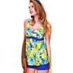 British YINGFA swimsuit lady new small chest gather cover belly floral flat angle swimsuit conservative skirt piece swimwear Y1659-1 L
