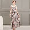 A pond morning vest dress 2017 summer sleeveless body repair waist was thin printing large size high waist skirt female S72R0285A28M color M