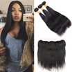 Brazilian Straight Hair With Frontal Closure Ear To Ear Lace Frontal Closure With Bundles 8A Brazilian Virgin Hair With Closure