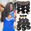 8A Malaysian Body Wave With Closure 13x4 Ear To Ear Lace Frontal Closure With Bundles 7A Malaysian Virgin Hair Body Wave Frontal