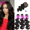 3Bundles Brazilian Body Wave Virgin Hair With Lace Closure 8A Unprocessed 100 Human Hair Weaves Natural Closure Free Part