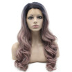 Iwona Synthetic Hair Lace Front Long Wavy Ombre Two Tone Wig