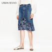 UR Women fashion stitching cowboy leisure H-shaped skirt WG10S5BN2000 blue L