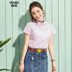 Semir Long Sleeve Shirt Short Sleeve Shirt Female Casual Pure Cotton Student Shirt 13216040028 Red White S