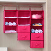 Bicoy oxford cloth closet storage hanging bag hanging storage bag storage bag 3 layer hanging kitchen rose red
