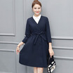 Fort Sheng 2017 women&39s autumn fashion long-sleeved waist suit set skirt autumn Slim temperament elegant shirt chiffon dress WWYG8659 navy blue XXL