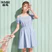 Semir stripes are thin&sweet puffs sleeves shoulder to shoulder long section 19037140602 blue&white tone S