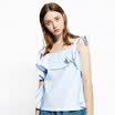 UR youth women harness straps strapless fashion printing shirt YU14S2CN2000 light blue S