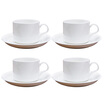 Clay figurine pure white bone china coffee cups dish 4 cups 4 discs simple office coffee sets
