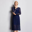 Recall Marc Rebecca Europe&the United States high-end lace hollow long-sleeved dress in the long section 55223E possession of blue S