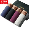 Bejirog Men&39s underwear Men&39s flat pants Pure color cotton breathable waist briefs 4 gift box Mixed color 3XL