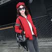 Markentsee 2017 new women&39s autumn sweet fashion simple Korean zipper long-sleeved cardigan Slim solid stripe short jacket yzSSSK183 sleeves stripes red XL
