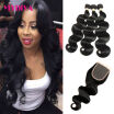 Mydiva Chinese Body Wave With Lace Frontal 8A Chinese Virgin Hair Lace Frontal Closure With Bundles Cheap Human Hair Weave