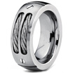 Hpolw 8MM Mens Stainless Ring Wedding Band with Stainless Steel Cables&Screw Design Sizes 6 to 15 Punk Style Accessories