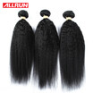 Allrun Brazilian Virgin Hair Kinky Straight 3 Bundles 100 Unprocessed Human Hair Weave Natural Color 100gPc Double Weft