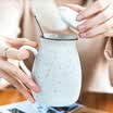 Porcelain soul creative fashion personality ceramic water cup mug set suit gold side couple coffee cup with a belt spoon British wind weaving