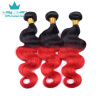 Ombre Peruvian Body Wave Hair 3 Bundles Two Tones 1BRed Black to Red Peruvian Virgin Remy Human Hair Weave Extensions