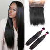 360 Lace Frontal Closure With Bundles Brazilian Virgin Hair With Closure Straight Hair Pre Plucked 360 Lace Frontal With Bundle