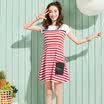 Semir Semir Dress Ms Summer Short Sleeve Striped Print Straight Skirt Korean Tide 12216140023 White Red Tone L