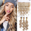 7A Cheap 13x4 Ear to Ear Lace Frontal Closure With Bundles Brazilian Virgin Hair Body Wave Ombre 27 Honey Blonde Color