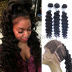 Guanyu 8A Ombre 360 Full Lace Frontal Closure With Bundles Brazilian Virgin Hair Deep Wave 1B Natural Hair line