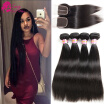 Malaysian Straight Virgin Hair With Closure Short Straight Weave With Closure Human Hair Bundles With Closure Straight